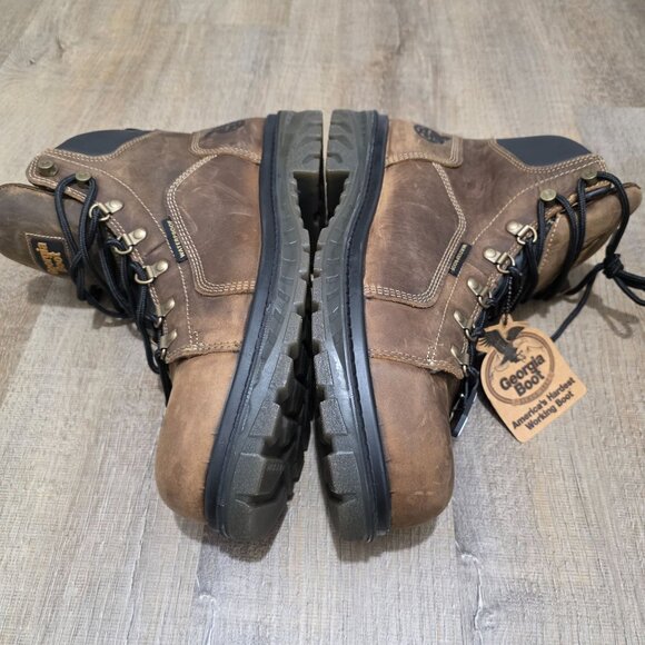 Georgia Boot GB00535TS Men’s Size 12 Waterproof Steel Toe Work Boots Brown Leath - Picture 7 of 8
